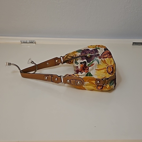 VTG 1970s FOSSIL Floral Canvas Boho Carpet Key-per Shoulder Bag - Picture 3 of 12